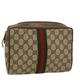 GUCCI GG Canvas Web Sherry Line Clutch Bag Beige Red Green 63.01.012 Auth th4080