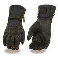 Milwaukee Leather Men s Black Gauntlet Motorcycle Hand Gloves-Waterproof Textile and Leather Reflective Piping-SH814 Large