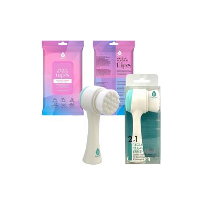 Plus Size Women's Radiant Beauty Bundle: Dual Sided Facial Cleansing Brush & Makeup Removal Wipes (12 Packs of 60=720 by Pursonic in O