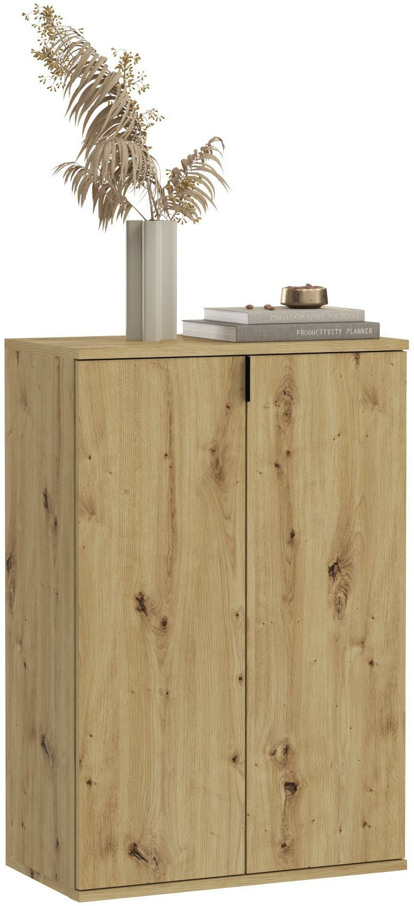 Schuhkommode INOSIGN "Trondheim, Breite 61 cm, 2 Türen, 5 Einlegeböden, 6 Fächer", braun (nox oak nachbildung), B:61cm H:99cm T:34cm, FSC-zertifizierter Holzwerkstoff, Sideboards, Garderobenkommode, Schuhschrank, Schuhkommode, Anrichte, Flurschrank