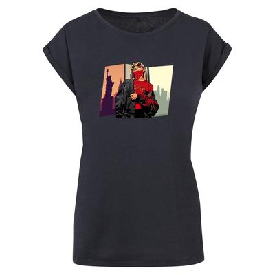 T-Shirt MERCHCODE "Merchcode Damen Laides Grand Red Girl Extended Shoulder Tee" Gr. L, blau (navy) Herren Shirts T-Shirts