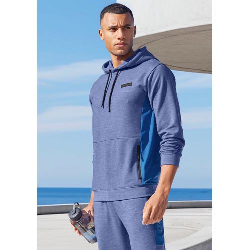 Kapuzenpullover AUTHENTIC LE JOGGER Gr. M (48/50), blau Herren Pullover melierte Optik, mit Reißverschlusstasche