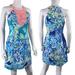 Lilly Pulitzer Dresses | Lilly Pulitzer Size 2 Blue Wade And Sea Pearl Cotton Shift Mini Halter Dress | Color: Blue/Pink | Size: 2