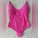 J. Crew Swim | J Crew Rounded V Neck Pink One Piece Swimsuit Size 12 | Color: Pink | Size: 12