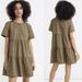 Madewell Dresses | Madewell Tiered Mini Dress Button Front Xs Nwt | Color: Green/Tan | Size: Xs