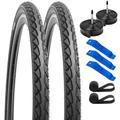 YUNSCM 700C Bike Tires 700X38C/40-622 and 700C Bike Tubes Presta Valve with 2 Rim Strips Compatible with 700 X 38C 700 X 37C 700 X 39C 700x40C Bike Bicycle Tires and Tubes (Y-1122)