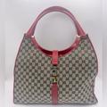 Gucci Bags | Gucci Large Blue Gg Supreme Monogram Canvas Red Leather Trim Jackie Bardot Hobo | Color: Blue/Red | Size: Os