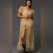 Anthropologie Dresses | Anthropologie Floral Sheer Organza Belt Maxi Dress In Canary Yellow Sz Xs | Color: Yellow | Size: Xs