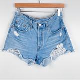 Levi's Shorts | Levi’s 501 Distressed Vintage Wash Jean Shorts High Rise Button Fly Size 27 | Color: Blue | Size: 27