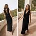 Free People Dresses | Free People Agatha Shift Grid Embossed Cotton Slit Midi Dress Black Size Xs | Color: Black | Size: Xs