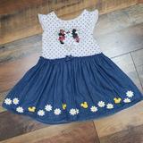Disney Dresses | Disney Baby White And Blue Polka Dot Sleeveless Dress With Mickey/Minnie, 24m | Color: Blue/White | Size: 24mb