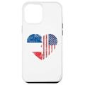 Hülle für iPhone 14 Pro Max Amerikanische französische Flagge Herz | Frankreich USA Flagge USA USA USA