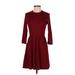 Alya Casual Dress - Fit & Flare: Burgundy Solid Dresses - Women's Size Small