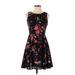 Express Casual Dress - A-Line Keyhole Sleeveless: Black Floral Dresses - Women's Size 2