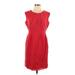 Calvin Klein Cocktail Dress - Sheath Crew Neck Sleeveless: Red Print Dresses - Women's Size 12