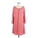 Honeyme Casual Dress - A-Line Scoop Neck 3/4 sleeves: Pink Dresses - Women's Size Medium