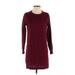 Everly Casual Dress - Sweater Dress: Burgundy Chevron/Herringbone Dresses - Women's Size Small