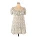 SO Casual Dress - Mini: Ivory Print Dresses - Women's Size 2X-Large