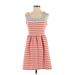 Maison Jules Casual Dress - A-Line Scoop Neck Sleeveless: Orange Stripes Dresses - Women's Size Small