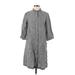 J.Jill Casual Dress - Shirtdress Collared 3/4 sleeves: Gray Dresses - Women's Size Small