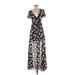 Forever 21 Casual Dress - Wrap V-Neck Short sleeves: Black Print Dresses - Women's Size Small