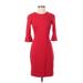 Banana Republic Casual Dress - Midi: Red Solid Dresses - Women's Size 0