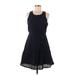 Gap Casual Dress - A-Line Scoop Neck Sleeveless: Blue Solid Dresses - Women's Size 8 Petite