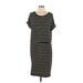Banana Republic Factory Store Casual Dress Scoop Neck Short sleeves: Black Print Dresses - Women's Size Large