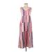 Marine Layer Casual Dress - Midi V Neck Sleeveless: Pink Print Dresses - Women's Size X-Small