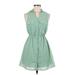 rue21 Casual Dress - Mini Collared Sleeveless: Green Print Dresses - Women's Size Medium