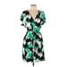 Nine West Casual Dress - Wrap: Green Tropical Dresses - Women's Size Large