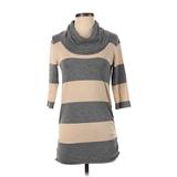 Pink Rose Turtleneck Sweater: Gray Stripes Tops - Women's Size 4