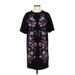 Trafaluc by Zara Casual Dress - Shift: Black Floral Motif Dresses - Women's Size Small