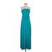 Gabriella Rocha Casual Dress - A-Line Strapless Sleeveless: Teal Solid Dresses - Women's Size Small