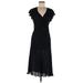 Studio M Cocktail Dress - Party V-Neck Short sleeves: Black Solid Dresses - Women's Size Large