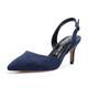 Castamere Pointed Toe Slingback Court Shoes Womens Mid Kitten Heel Pumps Closed Toe Sandals 2.4 in Heel Suede Navy Blue Pump EU 43