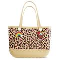 Beach Bag Rubber Tote Bag - Waterproof Travel Bag for Women Washable Tote Bag Handbag for Sports Beach Market Pool, Red Dot Leopard, XL, Beach