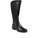 Pavers Women's Long Boots in Black Leather with Metal Detail - Knee High Casual Riding Shoes - Mid Calf Ladies Comfort Footwear - Size UK 6 / EU 39