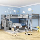 3 in 1 Twin over Full L-Shaped Bunk Bed With 3 Drawers,Ladder and Staircase For Bedroom,Dorm,Kids