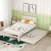 Twin Size Platform Bed w/Trundle & Headboard, Twin Bed Frame for Kids