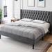 Modern Bed Frame with Button Tufted Headboard