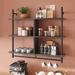 Kitchen Wall Mounted Floating Pipe Shelving 3 Tier 41.5" Coffee Bar Shelf with Holder, Wall Display Storage Rack Sundries