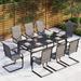9 Pieces Patio Dining Set, Metal Table and C Spring Dining Chairs