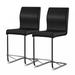 Set of 2 Padded Leatherette Dining Chairs in Black and Chrome Finish