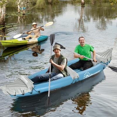 Outsunny K2 Kayak, 2 Person Inflatable Kayak, Includes Paddles, Aluminum Oars, Repair Kit, Portable Tandem Blow Up Boat