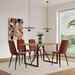 MDF Wood Colour Dining Table Set of 4 and Dining Chairs,Wooden Table Set,Metal Base & Legs,Dining Room Table，Linen Chairs