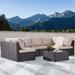 SANSTAR 7-Piece Brown Wicker Patio Conversation Sofa Set - Outdoor Sectional Seating with Tempered Glass