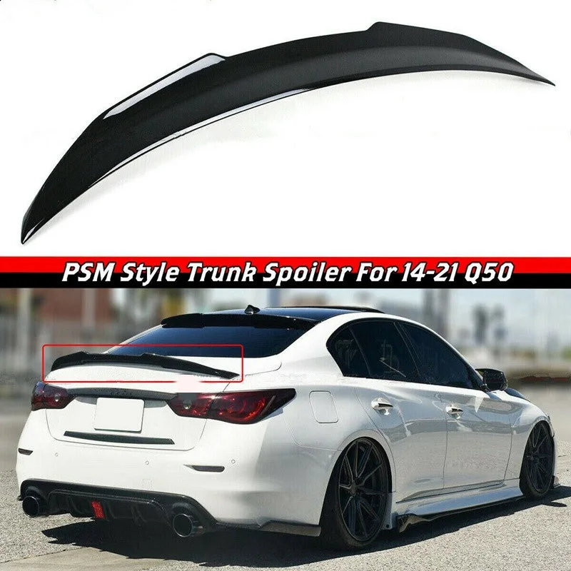 Nero/Carbonio Q50 Ala Posteriore Labbro Auto Baule Posteriore Boot Labbro Spoiler Estensione Ala Per Infiniti Q50 2014-2021 Ala Posteriore Spoiler labbro