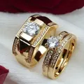2024 neue 1 stücke Luxus Frauen Ring Metall schnitzen Gold Farbe eingelegte Zirkon Steine Paar Ring