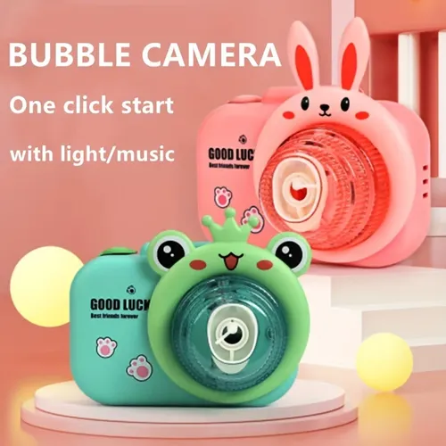 Kamera Bubble Machine für Kinder mit Bubble Solution Bubble Machine Spielzeug mit Licht & Musik für